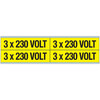 Zelfklever '3x230VOLT' - zwart op geel vinylweefsel4 st/vel - 28x114mm